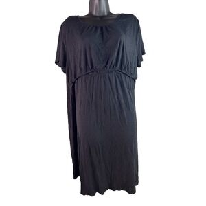Ekouaer Dress Womens Black Above Knee Short Sleeve Maternity Nursing Comfy Sz XL